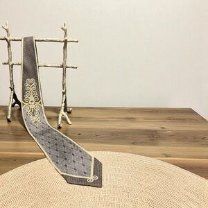 Gianfranco Ferre Gray and Silver Silk Patterned Tie